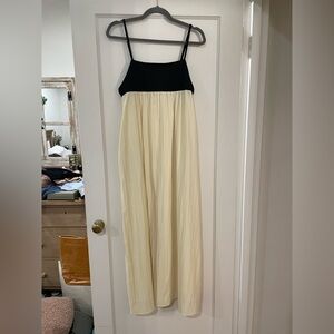 Black and Cream Babydoll Spaghetti Strap Maxi Dress, NWOT! Has pockets!